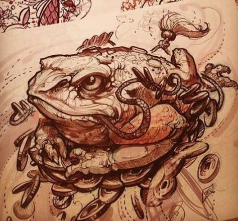 Oriental frog Japan Tattoo Design, Frog Tattoos, Asian Tattoos, Japan Tattoo, Frog Art, 1 Tattoo, Tattoo Illustration, Japanese Tattoo Art, Japan Art