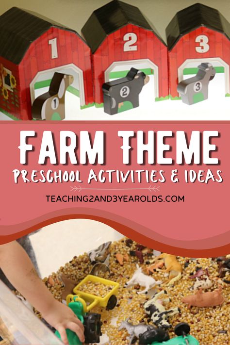 Creating a farm theme in our toddler and preschool classroom was easy, as there are so many fun activities. Come see how we set up each of our learning centers! #farm #animals #theme #fall #autumn #classroom #printables #toddlers #preschool #2yearolds #3yearolds #teaching2and3yearolds Click Clack Moo Activities, Twos Activities, 3k Classroom, Farm Theme Preschool Activities, Farm Sensory Bin, Click Clack Moo, Autumn Classroom, Farm Activities Preschool, Doreen Cronin