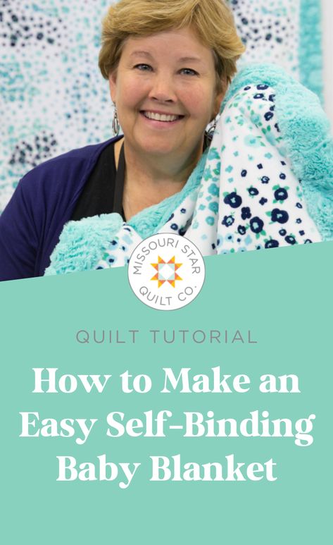 Watch this Easy DIY Self-Binding Baby Blanket Quilt Tutorial. Learn how to make this blanket with Shannon Cuddle Fabric. This self-binding quilt project is super easy and quick. Perfect for making those last minute gifts! How To See A Minky Blanket, Minky Binding Tutorial, Self Binding Minky Blanket Tutorials, Sewing Satin Binding On Blanket, Satin Binding Baby Blanket, Self Binding Baby Blankets, Self Binding Blanket Tutorial, Receiving Blankets Diy Size, Self Binding Receiving Blanket