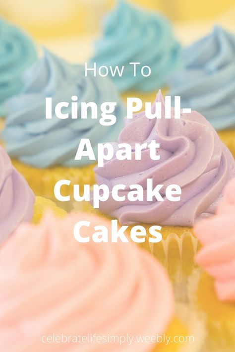 How To - Icing Pull-Apart Cupcake Cakes | When decorating a Pull-Apart Cupcake Cake you can ice them in different ways! How To Frost A Pull Apart Cupcake Cake, How To Make A Cupcake Cake Pull Apart, How To Make Pull Apart Cupcake Cake, Pull A Part Cupcakes, 5 Pull Apart Cupcakes, Diy Pull Apart Cupcake Cake, Pull Apart Cupcake, How To Make A Cupcake Cake, Number Cupcake Cake Pull Apart