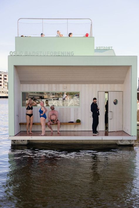 estudio herrero's trosten is oslo’s first floating, accessible sauna Sauna Architecture, Scandinavian Saunas, India Architecture, Renovation Architecture, Wheelchair Friendly, Landscape Products, Sauna Design, Mix Use Building, Brick Architecture