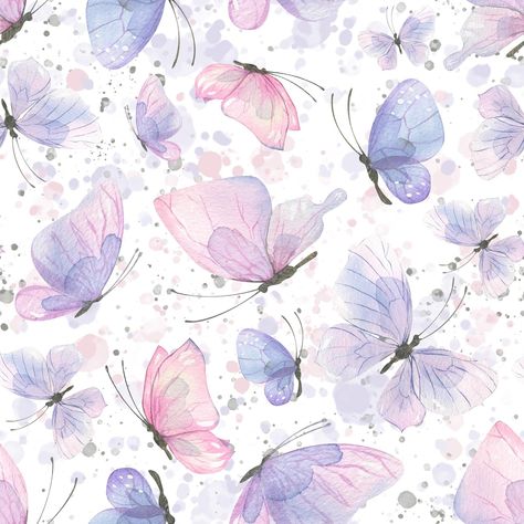 Premium Photo | Watercolor illustration of pink and lilac butterflies seamless pattern gentle airy with splashes of paint for fabric textiles wallpaper prints scrap paper Cute Fabric Patterns, Butterfly Backgrounds, Photo Butterfly, Butterfly Patterns, Art Papillon, Butterflies Pattern, Watercolor Butterfly, Butterfly Background, Pattern Butterfly