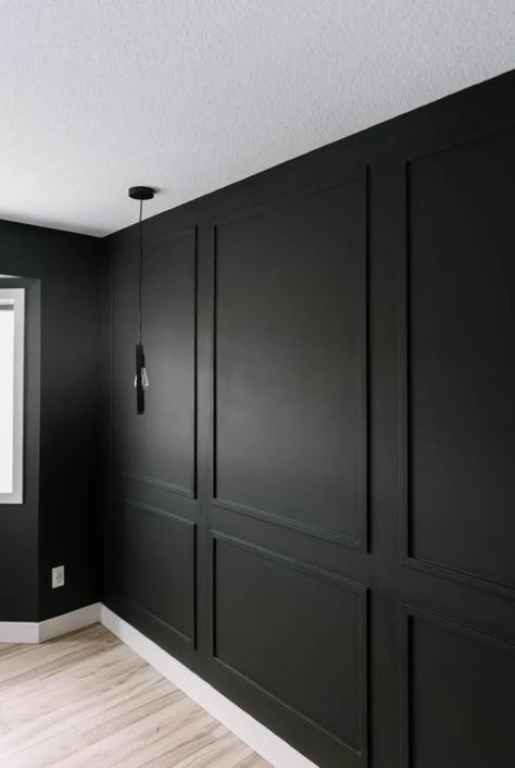 39 DIY Wall Moulding and Paneling Ideas Diy Wall Molding, Wall Molding Ideas, Moulding Wall, Molding Ideas, Black Accent Walls, Accent Wall Bedroom, Modern Hallway, Hallway Ideas Entrance Interior Design, Wall Panelling