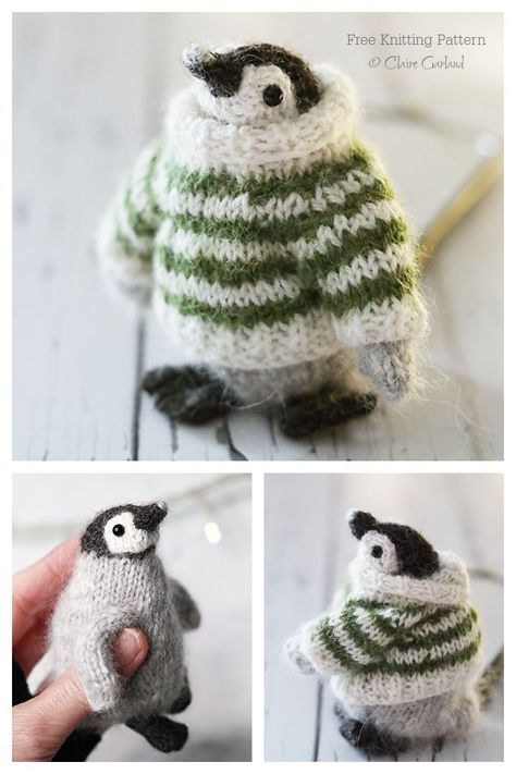 Cute Penguin Crochet Pattern Free, Knit Penguin Pattern Free, Free Small Knitting Patterns, Mini Knitting Patterns, Easy Knit Animals, Knit Fish Pattern, Knitted Toys Free Patterns Christmas, Animal Knitting Patterns Free Easy, Penguin Free Crochet Pattern