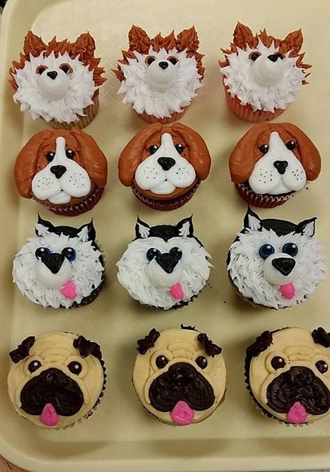 dog cupcakes Cat And Dog Cupcakes, Dog Cupcake Decorating Ideas, Dog Cupcakes Decoration, Puppy Dog Cupcakes, Dog Birthday Cupcakes, Puppy Cakes, Puppy Birthday Cakes, Puppy Cupcakes, Daisy Cupcakes