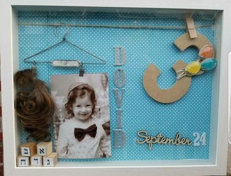 Upshernish Ideas, Upsherin Ideas, Memory Shadow Box, 3rd Birthday, Shadow Box, Birthday Parties, Projects To Try, Birthday, Frame