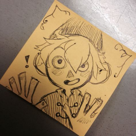 Post it note doodle Stikynote Drawing, Post It Sketchbook Ideas, Post It Notes Doodles, Sketchbook Ideas With Sticky Notes, Post It Art Drawing, Weird Cute Art, Sketchbook Ideas Sticky Notes, Sticky Note Sketchbook Art, Things To Draw On Sticky Notes