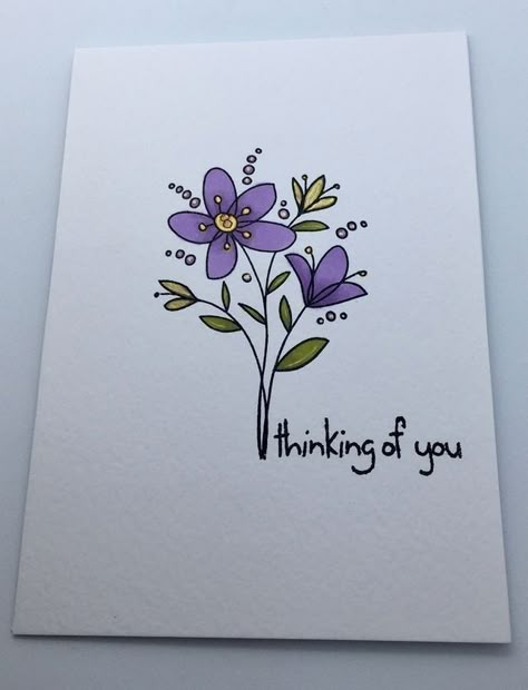 Thinking Of You Greeting Cards, Thinking Of You Card Ideas, Thinking Of You Card, Thinking Of You Cards, Card Drawing Ideas, Hand Painted Cards, Simple Card Designs, Paper Art Design, Watercolor Birthday Cards