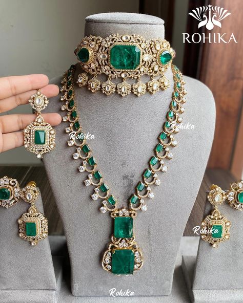 Presenting our high quality doublet stones necklace sets combo ❤️❤️DM for prices , shipping free within India . Product code on website : . . 🌟To place an order DM or whatsapp us on +916280926290 OR 🌟Buy it directly on our website www.rohikastore.com. Search for the product with the keyword . . Follow @jewellery_by_rohika for more designs.❤️ . We ship worldwide 🌍 . We customise happiness 💞 . . Ordering procedure : - Make payment through Gpay, phonepe or bank transfer (net-banking) - Shar... Luxury Heavy Traditional Emerald Necklace, Traditional Luxury Hand-set Emerald Necklace, Luxury Hand-set Emerald Necklace In Fine Jewelry Style, Luxury Hand-set Dazzling Emerald Necklace, Exquisite Hand-set Gold Emerald Necklace, Frozen Jewelry, Mughal Jewelry, Opening Video, Stone Necklace Set