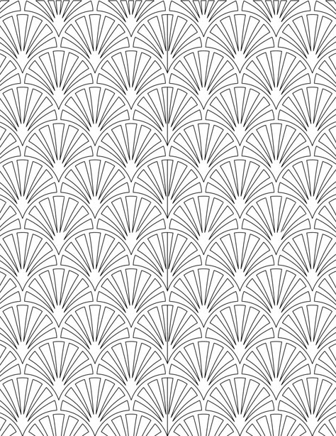 Art Deco Coloring Pages, Basic Shading, Pool Pattern, Shell Embroidery, Geometric Patterns Drawing, Geometric Tattoo Pattern, Tessellation Patterns, Seashell Tattoos, Geometric Coloring Pages