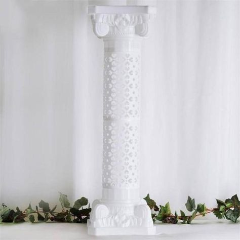 4 PCS Height Adjustable Artistic Roman Wedding Columns Plant Stand | eFavorMart Roman Wedding, Plant Pedestal, Pedestal Column, Wedding Columns, Backdrops Wedding, 4 Pillars, Decorative Columns, Tall Height, Sensor Lights