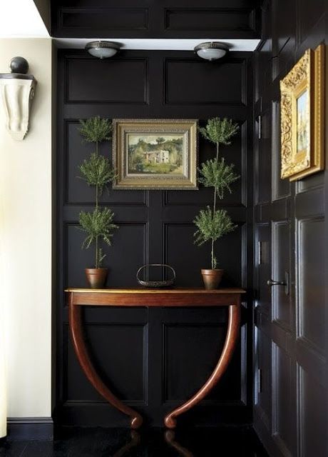 Office Walls: Decision Time - Life On Virginia Street Black Rooms, Black Room, Dark Wall, Dark Walls, Wall Trim, Decor Minimalist, Black Wall, Style At Home, Wainscoting