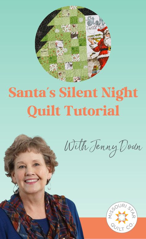 Try this Easy Santa's Silent Night Quilt Tutorial! Jenny Doan is making holiday magic - the easy way - with Riley Blake’s new “Nicholas” panel and a pretty stack of layer cake squares. Star Quilt Tutorial, Jenny Doan Tutorials, Quilt Tutorial Video, Missouri Quilt Tutorials, Missouri Star Quilt Company Tutorials, Missouri Star Quilt Tutorials, Missouri Quilt, Star Quilt Pattern, Picnic Quilt