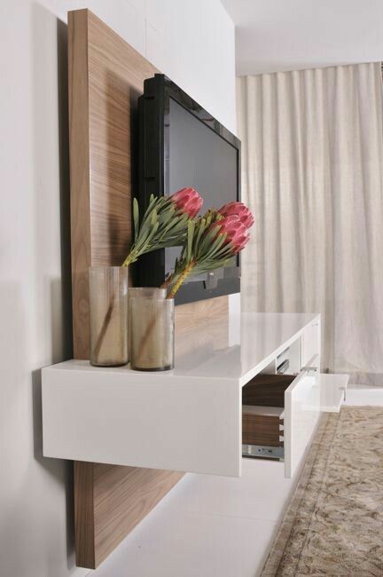 Painel tv quarto aproveitando Floating Tv Unit, Bedroom Tv Stand, Modern Tv Wall, Living Room Tv Unit, Tv Wall Decor, Tv In Bedroom, Home Cinema, Living Room Tv Wall, Living Room Tv