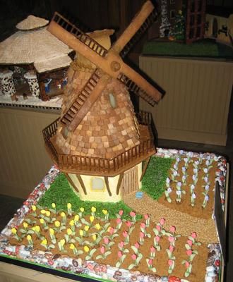 Windmill And Tulips, Gingerbread House Competition, Dutch Windmill, Grove Park Inn, Make A Gingerbread House, All Things Gingerbread, Gingerbread Party, Edible Crafts, Dutch Windmills