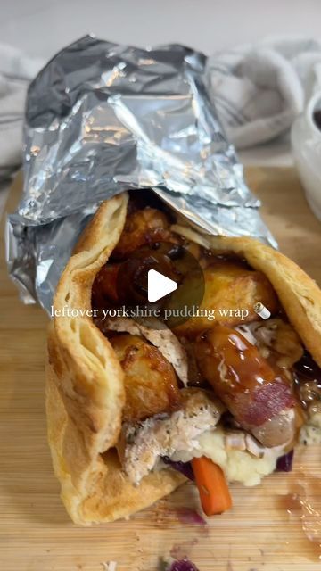 Alex Hughes | Fitness & Food on Instagram: "Leftover Yorkshire pudding wrap 🤤

I BEGGGG if you have any leftovers this Christmas to pop them in a Yorkshire pudding wrap 🙏🏼. It is unbelievably easy recipe to make yourself and tastes unreal.

I pilled ours with stuffing, red cabbage, honey carrots, truffle mash, turkey, roasties and of course pigs in blankets. 😮‍💨

What would you be serving in yours? ⬇️

Ingredients for the wrap (2 very large wraps could potentially serve more dependent on the dish used): 
150g plain flour 
4 eggs
180ml semi skimmed milk
A tbsp olive oil 

💗Add the flour to a bowl. Crack the eggs into the bowl before combining.

💗Stir through the milk gradually. 

💗Leave the mix to sit for 30 minutes (I didn’t refrigerate mine). Preheat the oven to 200 degrees celsiu Yorkshire Pudding Wrap, Gyro Wrap, Honey Carrots, Pigs In Blankets, Skimmed Milk, Yorkshire Pudding, Pigs In A Blanket, Skim Milk, Red Cabbage