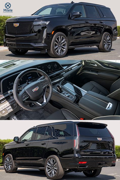 (LHD) CADILLAC ESCALADE SPORT 6.2P AT MY2023 - BLACK Escalade Cadillac 2025, All Black Escalade, Blacked Out Cadillac Escalade, Black Escalade Cadillac, 2024 Cadillac Escalade, Black Suv Cars, Cadillac Escalade 2024, Cadilac Escaled Black, Escalade V 2023