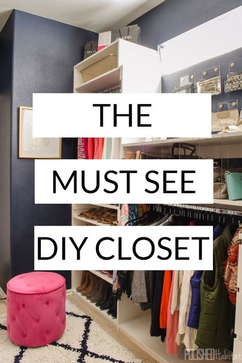 Closet Organization Container Store, Budget Master Closet, Diy Dressing Room Ideas Small Spaces, Closet Storage For Purses, Upgrade Closet Shelving, Decorating Closet Ideas, Make Your Closet Look Like A Boutique, Sharing A Closet With Husband, Wall Closet Makeover