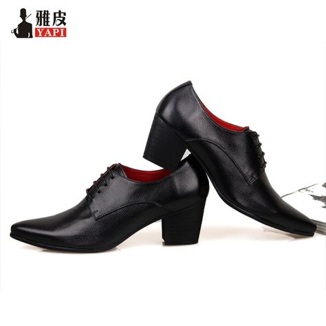 Cheap shoes high, Buy Quality shoes designer directly from China shoes high heels Suppliers: Mens Genuine Leather Lace Up Height Increasing Shoes Designer Pointed Toe Leather Shoes High Heel Oxford Men Shoes Enjoy ✓Free Shipping Worldwide! ✓Limited Time Sale ✓Easy Return. High Heel Oxfords, Military Shoes, Men High Heels, Men In Heels, Cuban Heels, Oxford Heels, Mens Oxfords, Leather Lace, Party Shoes