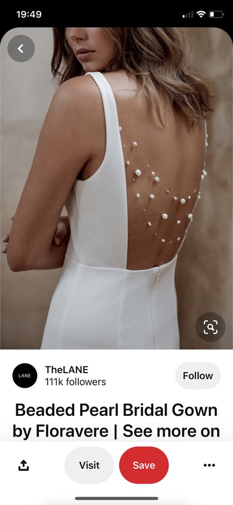 Beaded Back Dress, Open Back Wedding Dress With Pearls, Wedding Dresses Pearls Beading, Pearl Strap Wedding Dress, Pearl Back Dress, Pearl Dress Outfit, Beachy Wedding Dress, Beaded Clothes, Fabric Detailing