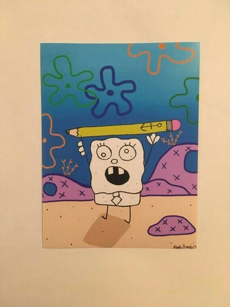 Spongebob Painting, Arte Indie, Small Canvas Paintings, Hippie Painting, Simple Canvas Paintings, Canvas Paint, Cute Canvas Paintings, Easy Canvas Art, Canvas Drawings