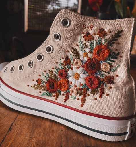 Sneaker Embroidery, Colour Palette Ideas, Converse Wedding, Converse Wedding Shoes, Embroidered Sneakers, Bridal Sneakers, Wedding Converse, Bridal Party Outfit, Palette Ideas