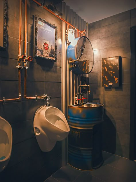 Bunker, The Bar You Hang Out After The Apocalypse | Bored Panda Industrial Coffee Shop, Bar Deco, Pub Interior, Pub Design, Desain Editorial, Industrial Coffee, Toilet Design, Bar Interior, Chur