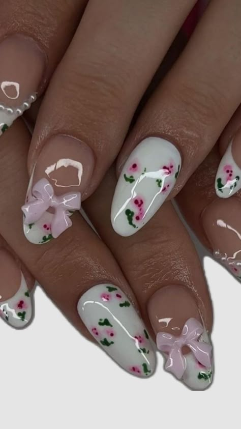 Girly Acrylic, Vintage Nails, Cute Simple Nails, Summery Nails, Cute Nail Ideas, Girly Acrylic Nails, Almond Nails Designs, Short Acrylic Nails Designs, Dream Nails