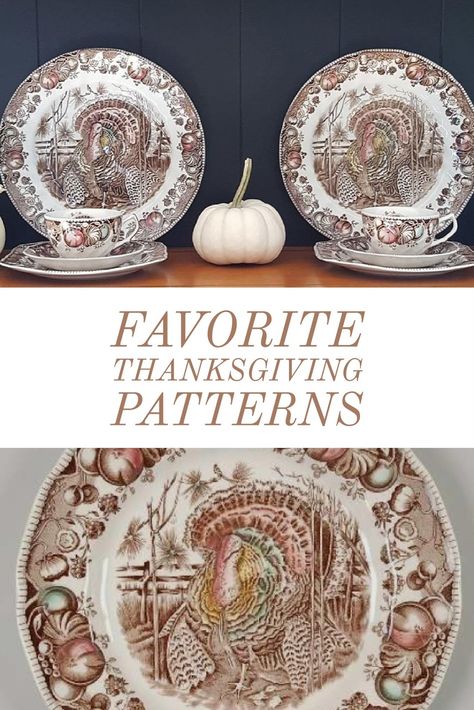 Thanksgiving Dinnerware Patterns Thanksgiving China, Thanksgiving Dinnerware, Vintage China Patterns, Food Thanksgiving, Turkey Plates, Thanksgiving Plates, Turkey Platter, Turkey Pattern, Brown Transferware