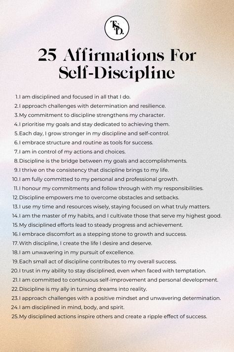 manifesting money affirmations Master Self Discipline, Self Discipline Motivation, Mindset For Success, Affirmations For Self Development, How To Develop Self Discipline, Self Discipline Affirmations, Affirmation Productivity, Self Discipline Challenge, Discipline Affirmations