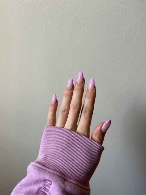 Orchid Color Nails, Orchid Pink Nails, Orchid Purple Nails, Purple Almond Nails, Thatgirl Aesthetic, Orchid Nails, Purple Tips, Shape Nails, Girl Nails