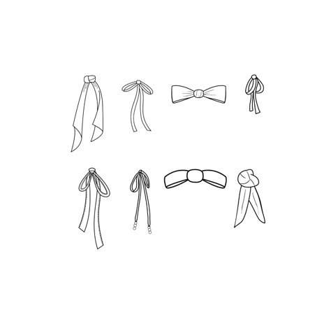 Ribbons and Bows Fashion Flat Templates / Technical Drawings / | Etsy Philippines Fabric Knot Drawing, Tie Flat Sketch, Fashion Design Template Clothes, Flat Technical Drawing, Ribbon Technical Drawing, How To Draw A Belt, Technical Flats Fashion, Fashion Flat Template, Ribbon Drawing