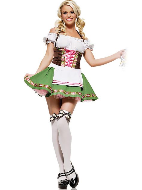 Quality Green Maid Woman's Halloween Costume German Beer Girl Costume, Oktoberfest Hairstyle, German Beer Girl, Leg Avenue Costumes, Beer Maid, Woman Beer, Beer Girl Costume, Sweetheart Bridal Gown, Oktoberfest Costume