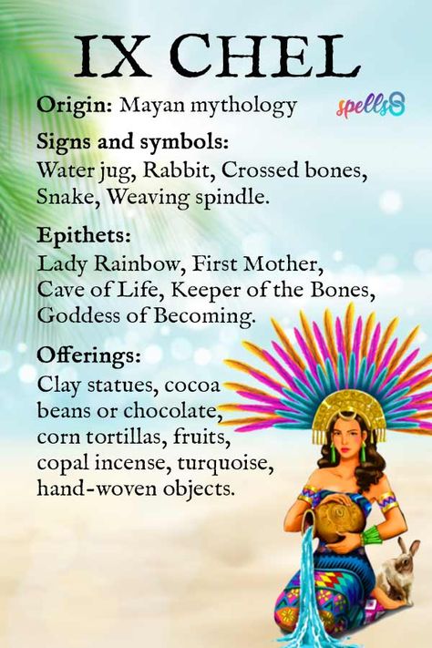 Ix Chel: Goddess Symbols, Correspondences, Myth & Offerings – Spells8 Mayan Goddess Ixchel, Ixcacao Goddess, Jaguar Goddess, Ixchel Goddess, Goddess Ixchel, Mayan Goddess, Ix Chel, Trippy Tattoo, Goddess Magick