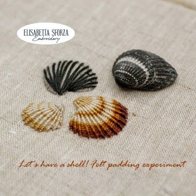 Sea Shells Embroidery, Seashells Embroidery Designs, Seashell Embroidery, Elisabetta Sforza, Sea Embroidery, Couching Embroidery, Shell Embroidery, Couching Stitch, Stitching On Paper