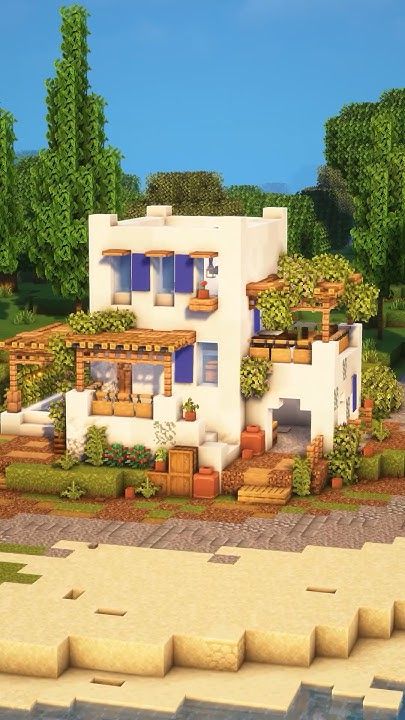 Greek Villa Minecraft, Greek Style Minecraft House, Goofy Minecraft Builds, Minecraft Greece House, Sand Biome House Minecraft, Minecraft Greek House Ideas, Minecraft Houses Island, Greek Village Minecraft, Greek Houses Minecraft