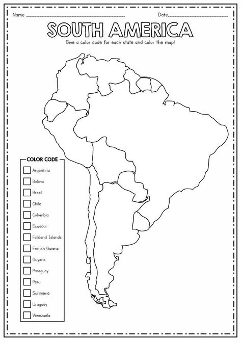 South America Coloring Page, South America Map Printable, South America Worksheets, South America Preschool, Christmas Math Worksheets Kindergarten, South America Countries, Free Printable World Map, Ryan Sullivan, Bar Graph Template