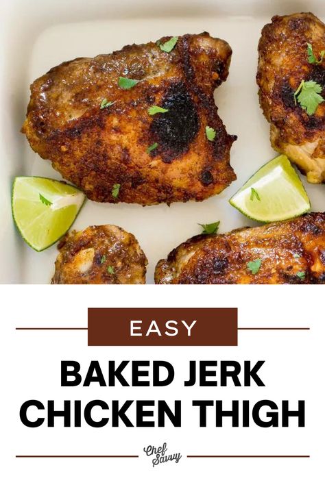 Jerk Chicken Thighs, Baked Jerk Chicken, Main Dish For Potluck, Jerk Chicken Recipe, Jamaican Jerk Chicken, Chicken Thighs Recipe, Thighs Recipe, Easy Chicken Parmesan, Broiled Chicken