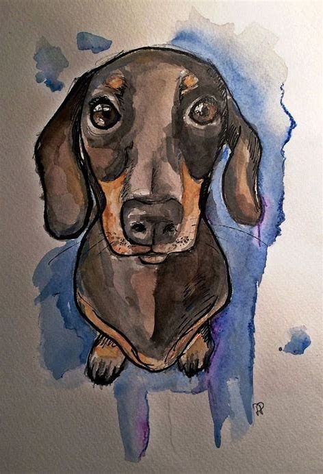 Dachshund Art Painting, Arte Dachshund, Dachshund Drawing, Dachshund Painting, Doxie Art, Dachshund Illustration, Dachshund Tattoo, Dachshund Art, 강아지 그림