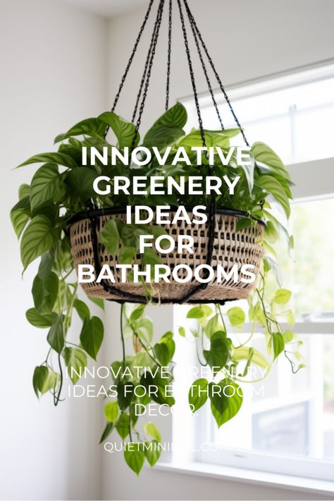 Add elegance to your bathroom with hanging baskets for plants. Perfect for a stylish and green decor. #ElegantHangingBaskets #BathroomPlants #PlantStyling #IndoorGreenery Plants To Hang In The Shower, Plants In Baskets Indoor, Plants In Bathrooms, Plant Container Ideas, Bathroom Greenery, Baskets For Bathroom, Wall Plants Indoor, Plants In Baskets, Indoor Plant Wall