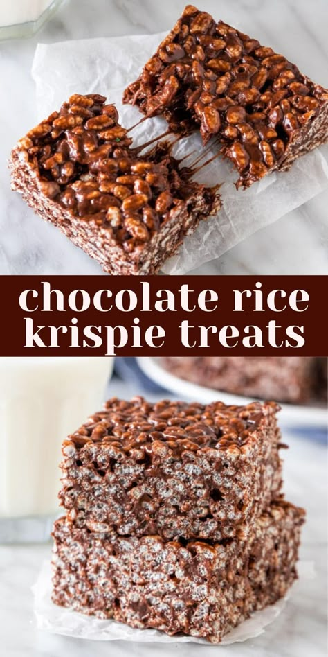 Chocolate Rice Crispy Treats, Chocolate Rice Crispy, Mouthwatering Desserts, Chocolate Rice Krispie Treats, Krispie Treats Recipe, Spring Treats, Krispy Treats, Funny Phone, Cereal Treats