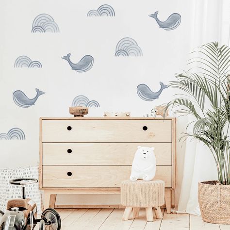 Whale Baby Room, Whale Themed Nursery, Sea Nursery Theme, Whale Wall Decals, Surf Nursery, Childrens Wall Decals, Ocean Themed Nursery, Beach Nursery, Sea Nursery