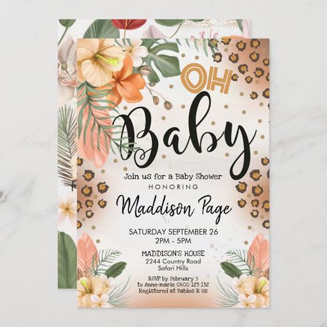 Leopard Print Baby Shower Ideas, Cheetah Print Baby Shower Ideas, Cheetah Baby Shower Ideas, Safari Baby Shower Girl, Baby Birthday Invitation Card, Hello Kitty Baby Shower, Wild One Invitation, Cheetah Baby, Baby Cheetah