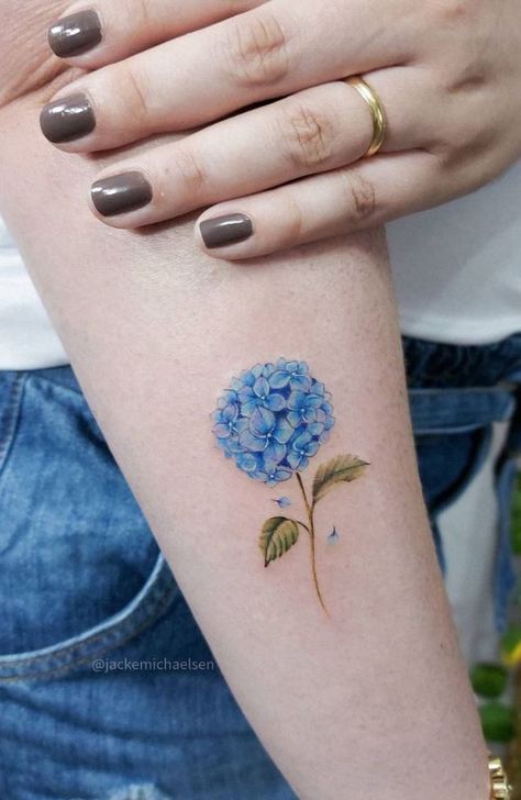 Hydrangea Flower Tattoo Flower Hydrangea Tattoo, Hydrangea Tattoo Watercolor, Hydrangea Wrist Tattoo, Peony Hydrangea Tattoo, Hydrangea Tattoos For Women, Hydrangea Tattoo Color, Blue Flower Tattoos For Women, Small Hydrangea Tattoo, Blue Hydrangea Tattoo