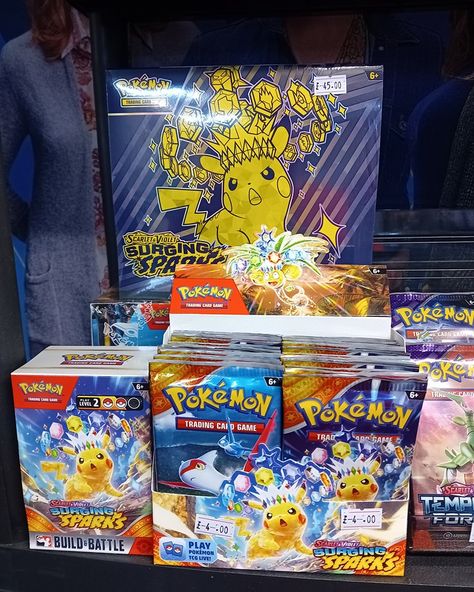 The pokemon surging Sparks set has finally arrived ETB are £45 each booster Packs are £4 each #pokemon #pokemoncards #pokemonsurgingsparks Pokemon Packs, Trading Cards Game, Pokemon Cards, Card Games, Pokemon, Wish List, I Love, Pokémon