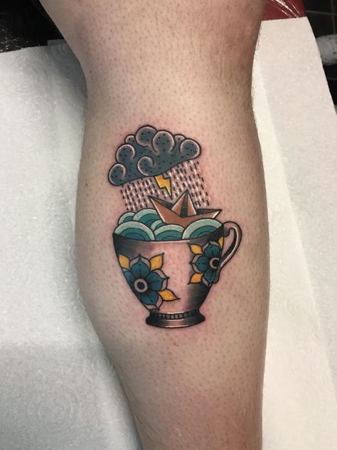 I need a coffee cup not tea Nautical Sleeve, Filler Tattoos, Rain Tattoo, Tea Tattoo, Teacup Tattoo, 42 Tattoo, Cup Tattoo, Petit Tattoo, Kunst Tattoos