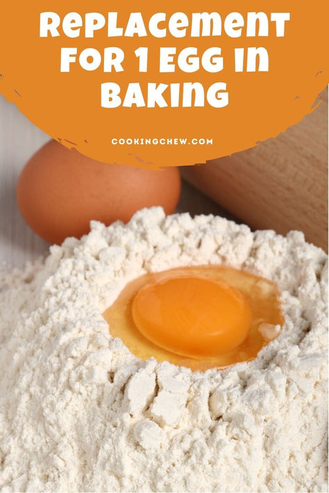 A close-up photo of an egg sitting on top of a pile of white flour. Baking Substitutes For Eggs, Egg Replacement In Baking, Egg Substitute In Baking, Egg Free Baking, Egg Substitute, Cooking Substitutions, Egg Replacement, Baking Soda Vinegar, Substitute For Egg