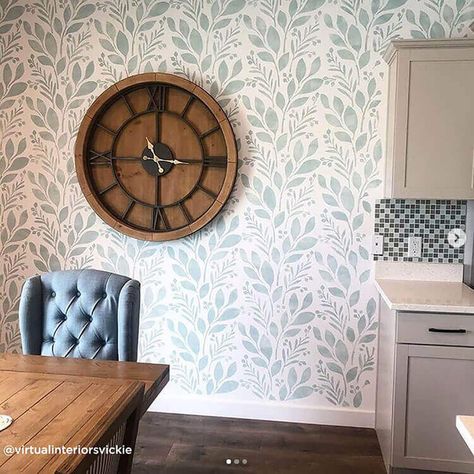 Farmhouse Wall Stencil, Painted Accent Wall Ideas, Painted Accent Wall, Accent Wall Stencil, Large Wall Stencil, Wall Stencil Patterns, Stencil Painting On Walls, Diy Wall Painting, Accent Wall Paint