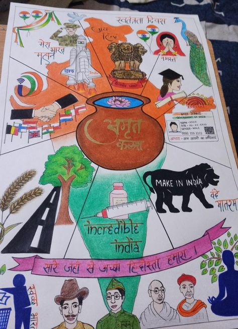 🧡🤍💚 Independence Day Poster Making Ideas, Hindi Exhibition Ideas, Trisha Drawing, Independence Day Poster Making, Poster On Independence Day, Conservation Poster, Science Exhibition Projects, Science Exhibition, Presentation Ideas For School