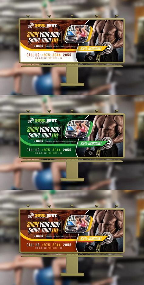 Fitness Gym Billboard Template PSD Billboard Template, Bill Board, Marketing Ads, Dublin Airport, Bodybuilding Diet, Billboard Design, Gym Tips, Board Design, Fitness Center